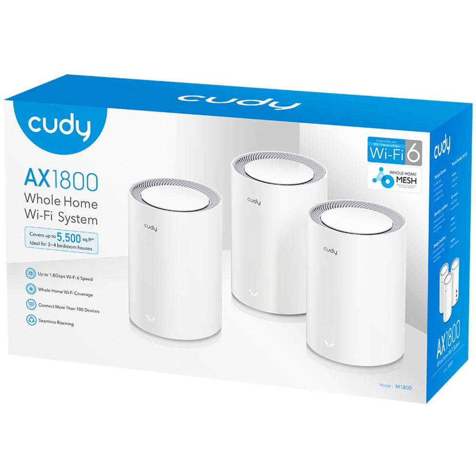 Cudy ax1800 gigabit mesh wi-fi 6 system (3-pack) mesh router (hvid)