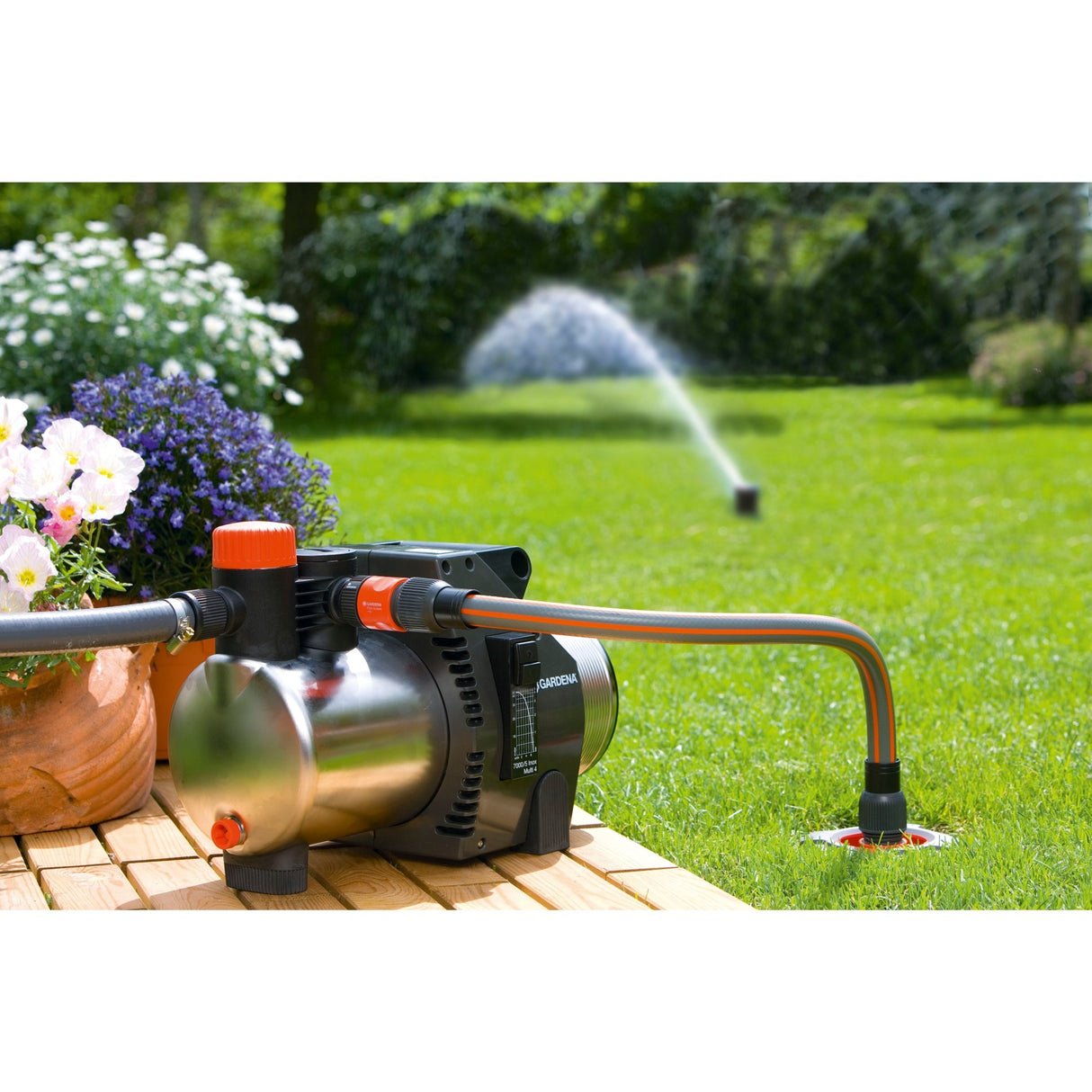 Gardena tilslutningsfitting (grå orange, 2722-20 | til rørledning eller sprinkleranlæg)
