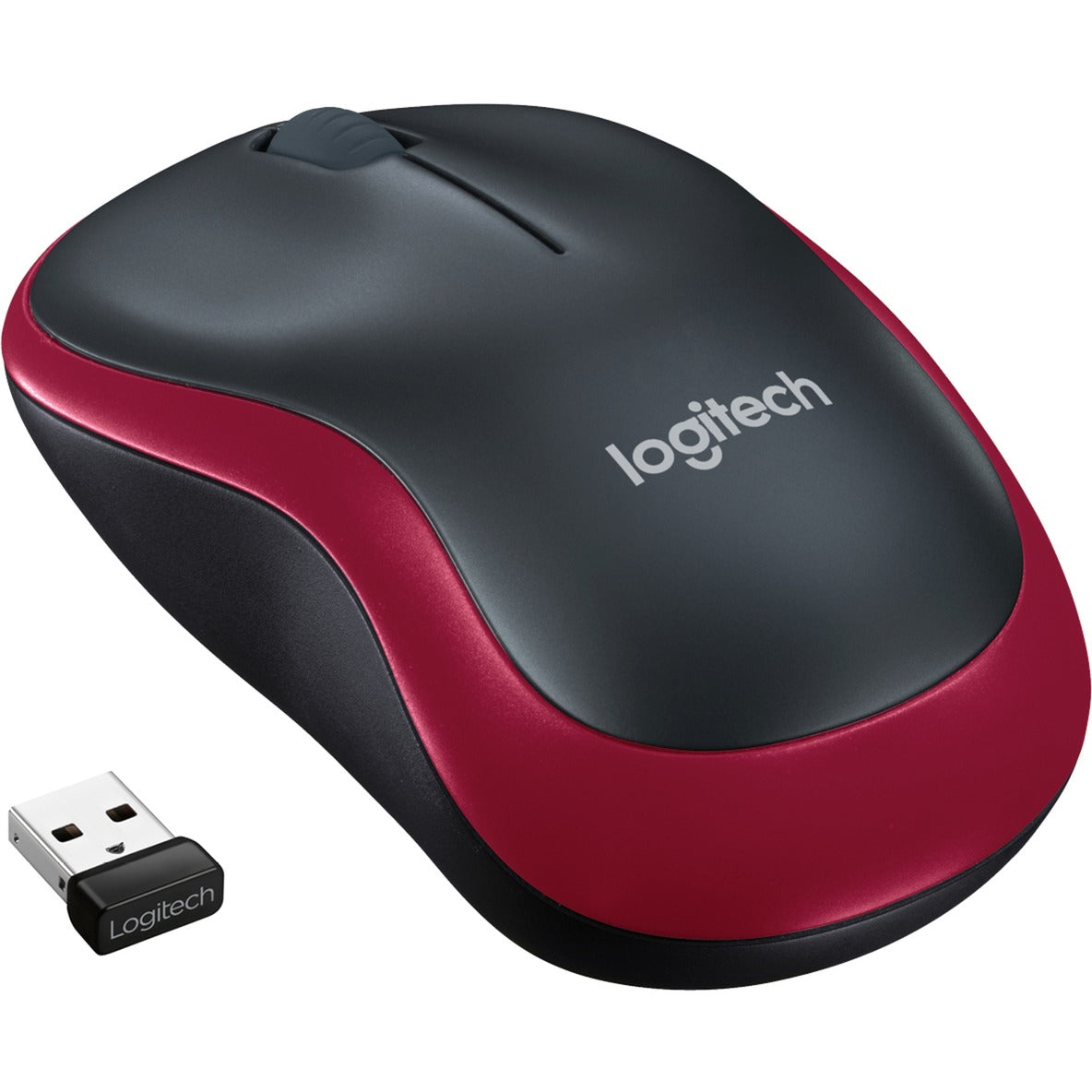 Logitech trådløs mus m185 (rød, detail)