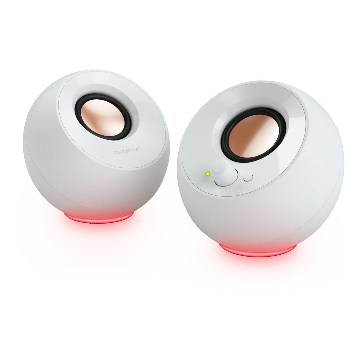 Creative Pebble SE PC-højttaler (hvid, Bluetooth, USB-C, AUX, RGB)