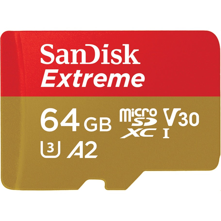 Sandisk extreme microSDXC 64 GB hukommelseskort (uhs-i u3, klasse 10, v30, a2, inkl. adapter)