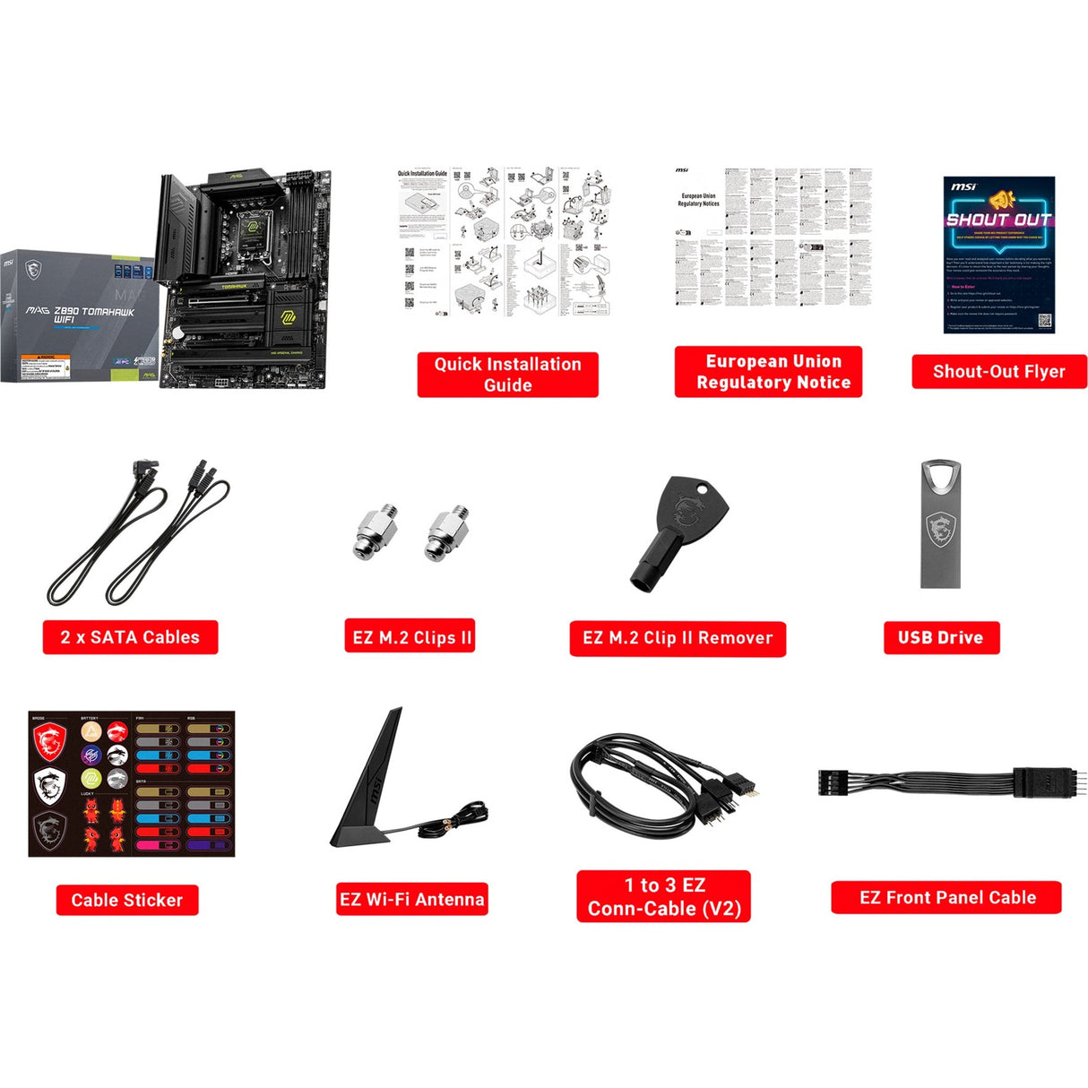 MSI Mag Z890 Tomahawk WiFi Socket 1851 bundkort (sort gul, RAID, 5GB-LAN, WiFi 7, BT, lyd, ATX)