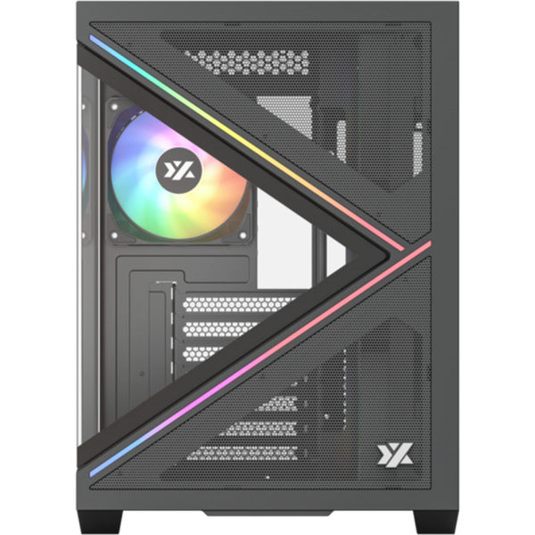 Xyz PC Gear Qubex Midi Tower-hus (sort | 2x USB-A | 1x USB-C | Hærdet glas)