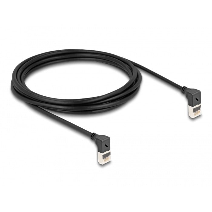 Delock rj45 netværkskabel cat.6a s ftp slim 90° opad opad vinklet 3 m kabel (sort)