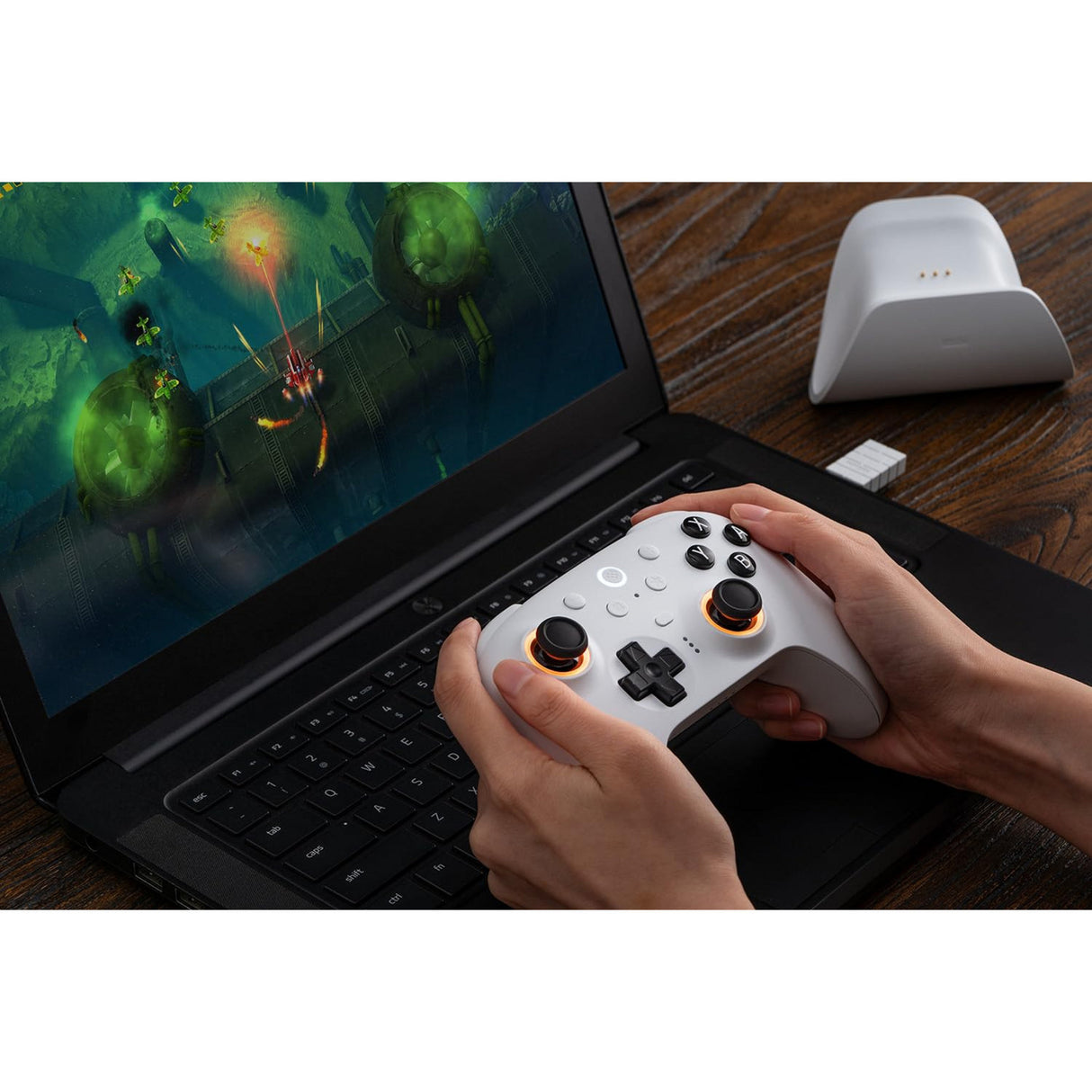 8bitdo ultimate 2 Bluetooth-controller (hvid, PC, Switch 2, Bluetooth USB-C 2,4 GHz)