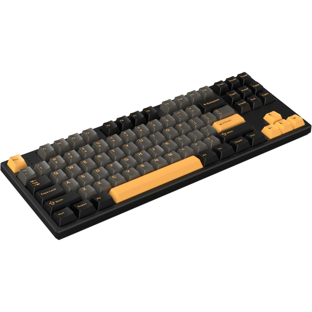 Helloganss HS87t GG01, tastatur (hvidt, amerikansk layout, gateron gul, TKL, RGB LED'er, PBT doubleshot keycaps, hot swap, 2,4 GHz Bluetooth USB-C)