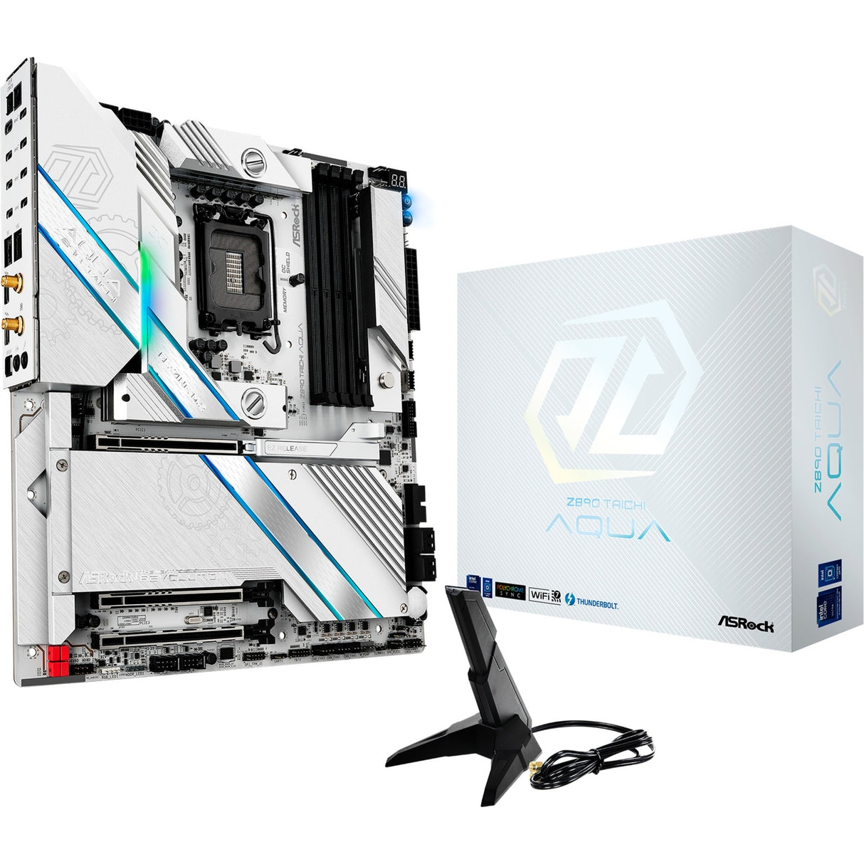 Asrock Z890 Taichi Aqua Socket 1851 bundkort (sort, RAID, 10GB-LAN, 5GB-LAN, Wi-Fi 7, BT, Sound, E-ATX)