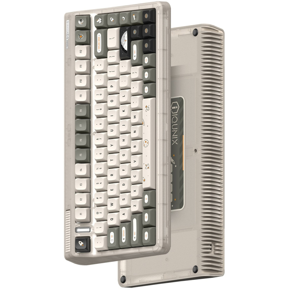 Iqunix og80 hitchhiker wireless mechanical keyboard (gray, us layout (qwerty), cherry mx silent red, 80% (tkl), rgb leds, hot-swappable, pbt, 2.4ghz | bluetooth 5.1 | usb-c)