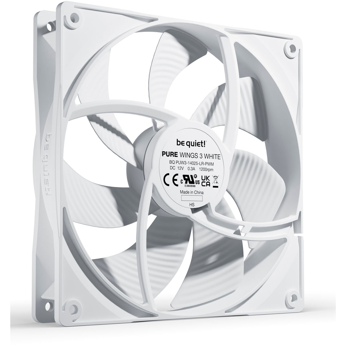 Vær stille! pure wings 3 pwm kabinetventilator (hvid, 140 x 140 x 25 mm)