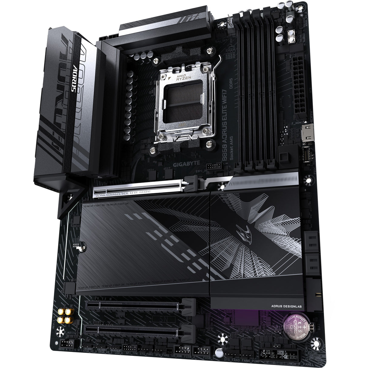 Gigabyte B850 Aorus Elite WiFi7 Socket AM5 bundkort (sort, RAID, 2,5 GB-LAN, WiFi 7, BT, lyd, ATX)