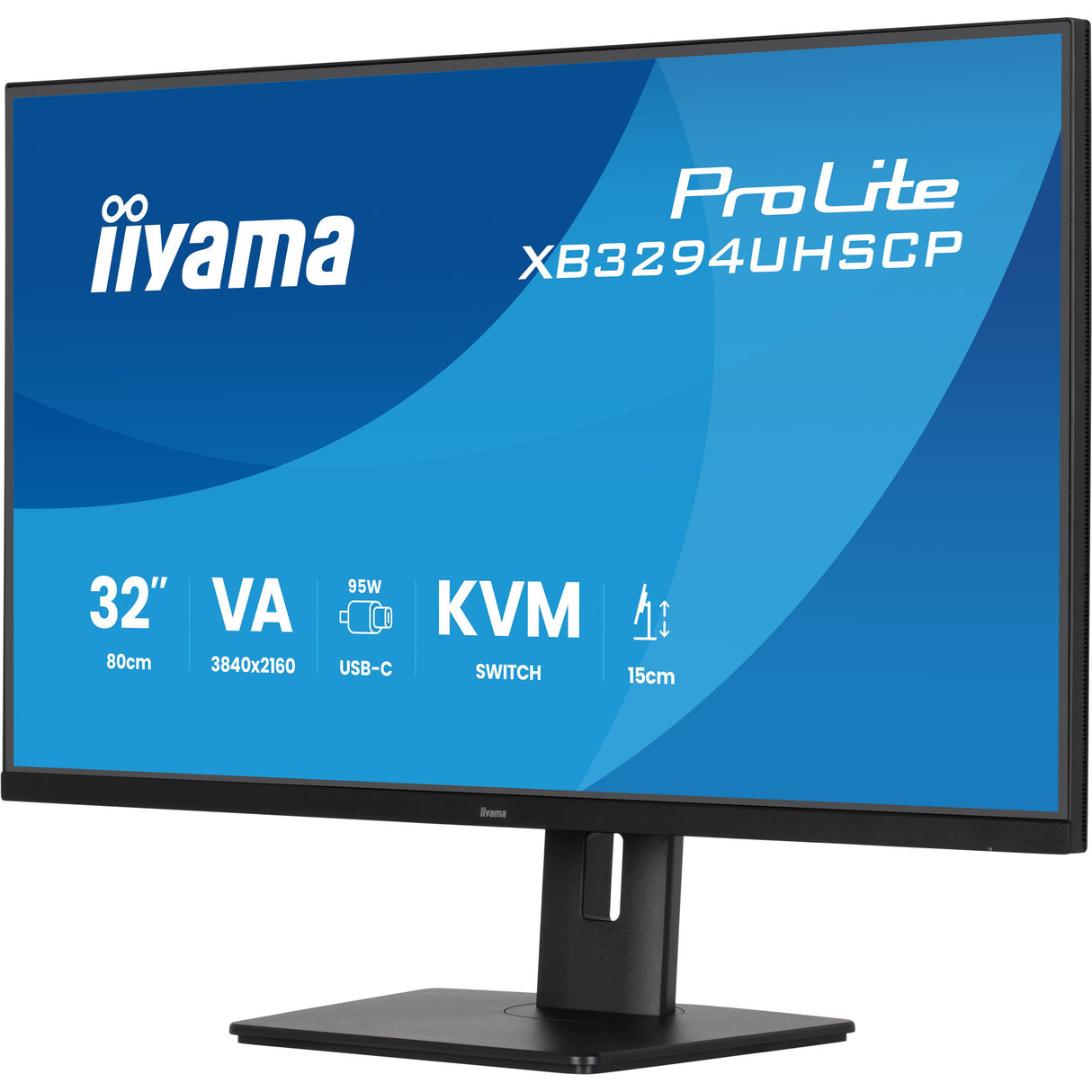 Iiyama Prolite xb3294uhscp-b1 31.5 4k uhd-skærm (sort, 2x hdmi, skærmport, 2x usb-a, 3x usb-c)