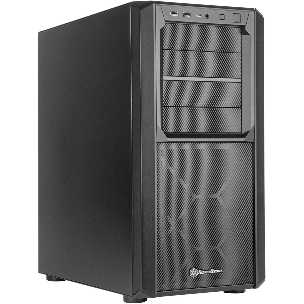 Silverstone sst-sed1-b midi tårnhus (sort | 2x USB-A | 1x USB-C)