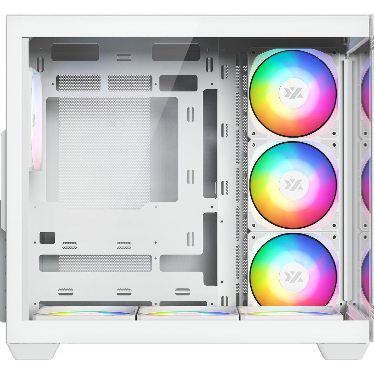Xyz pc gear tesseract x midi tårnhus (hvid | 2x USB-A | 1x USB-C | hærdet glas)