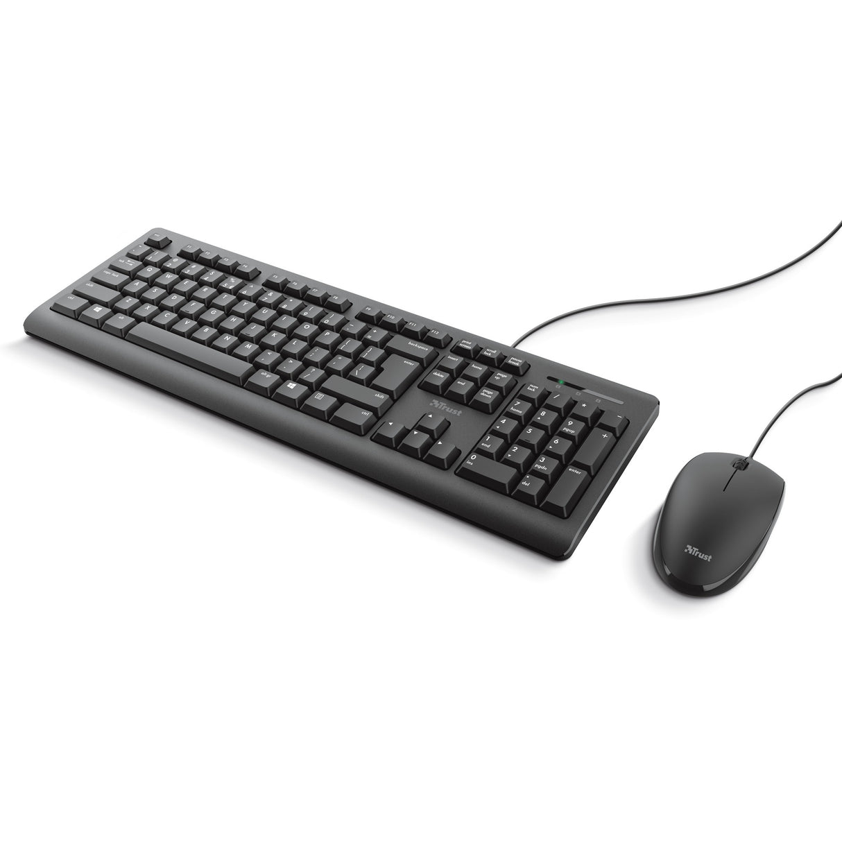 Trust primo tastatur mus sæt, desktop sæt (sort, amerikansk layout, membran)