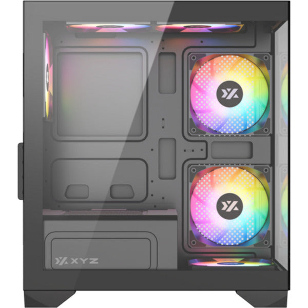 Xyz pc gear titanium view lite midi tårnhus (sort | 2x USB-A | hærdet glas)