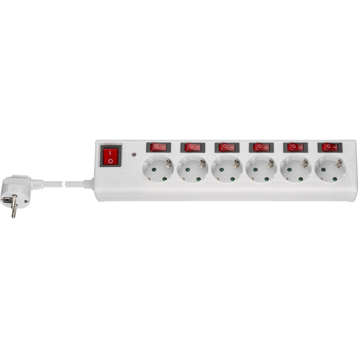 Goobay 6-vejs strømskinne med afbryderskinne (hvid, kabel 1,5 meter)