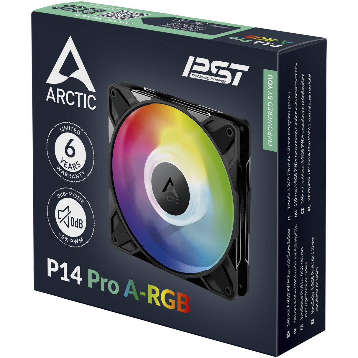 Arctic p14 pro a-rgb kabinet blæser (sort, 140 x 140 x 27 mm, pwm)