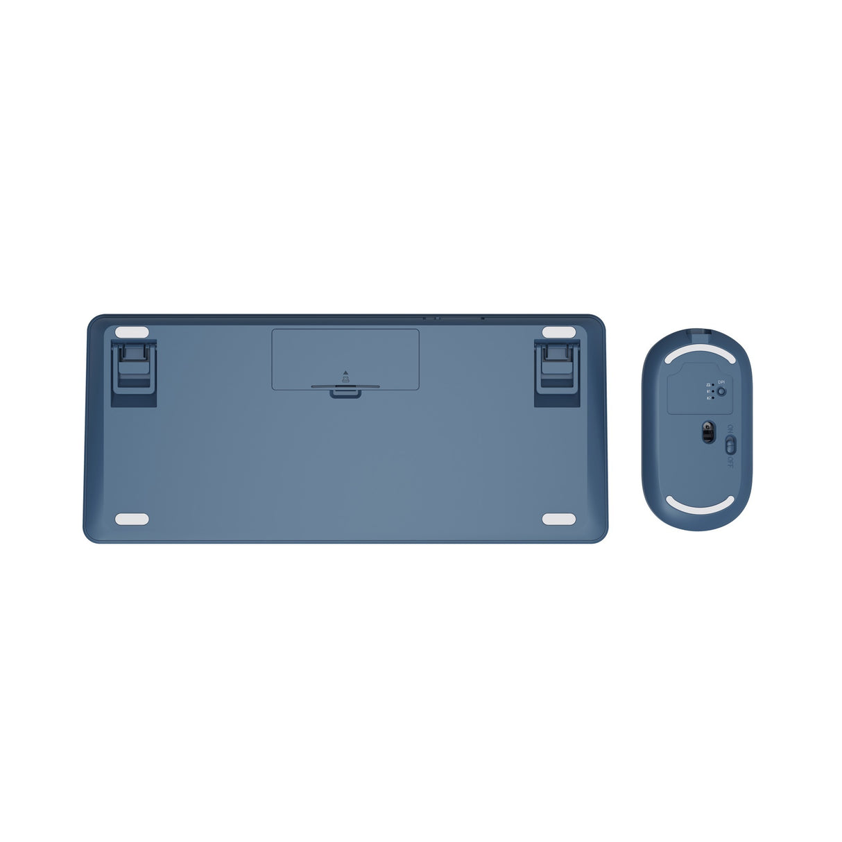 Trust Lyra trådløs tastaturmus til flere enheder, skrivebordssæt (blå, amerikansk layout, saksekontakter, 800 - 1.600 dpi, 2,4 GHz USB, Bluetooth, 65 %)