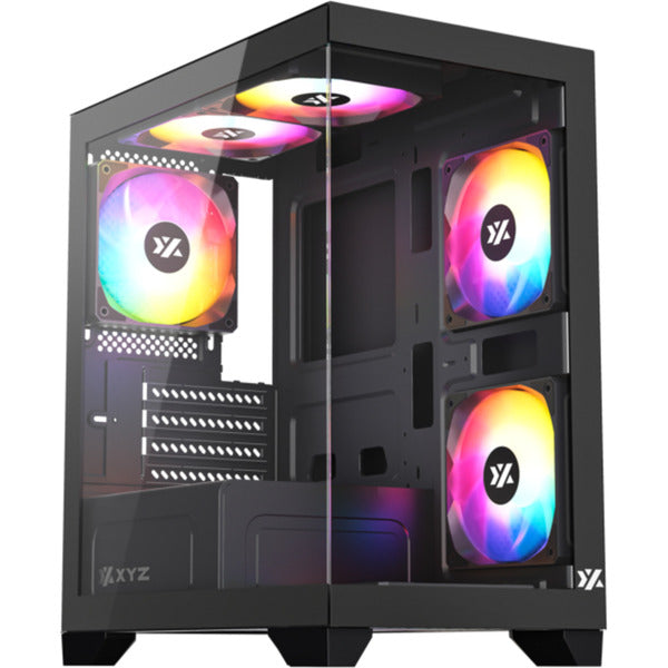 Xyz pc gear titanium view lite midi tårnhus (sort | 2x USB-A | hærdet glas)