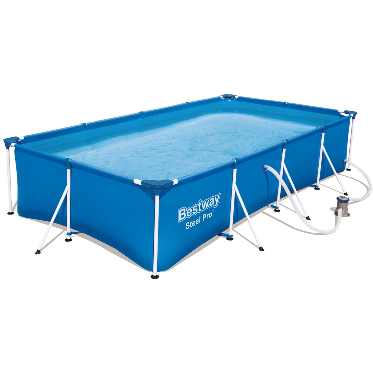 Bestway stål pro-frame pool sæt swimmingpool (blå, 400cm x 211cm x 81cm, inkl. filterpumpe)
