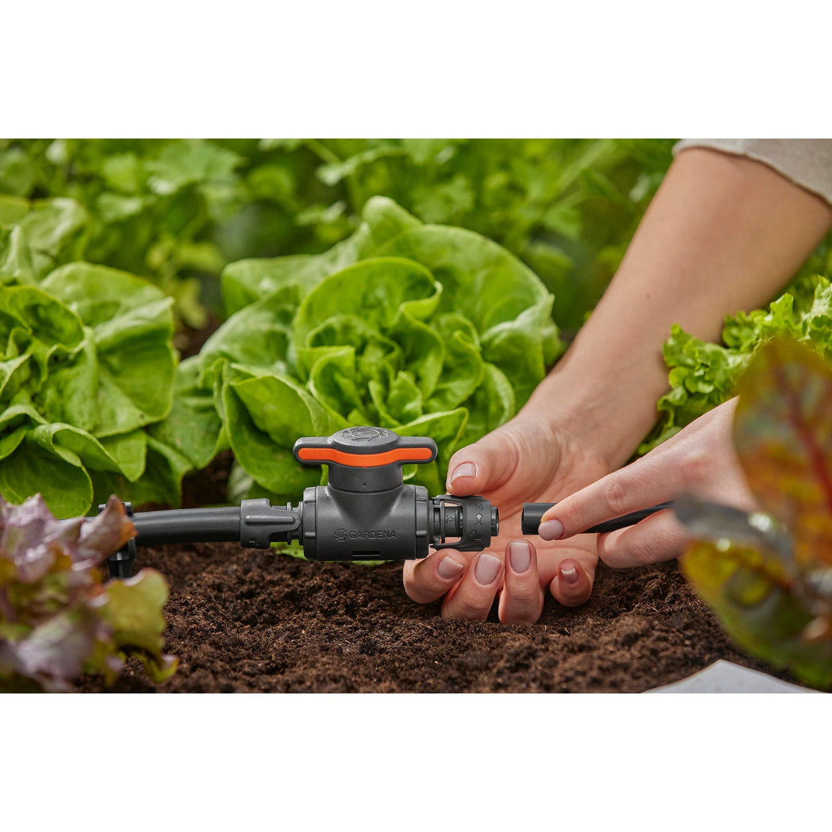 Gardena mikro-dryp-system afspærrings- og reguleringsventil 13 mm (1 2 ) (grå orange)
