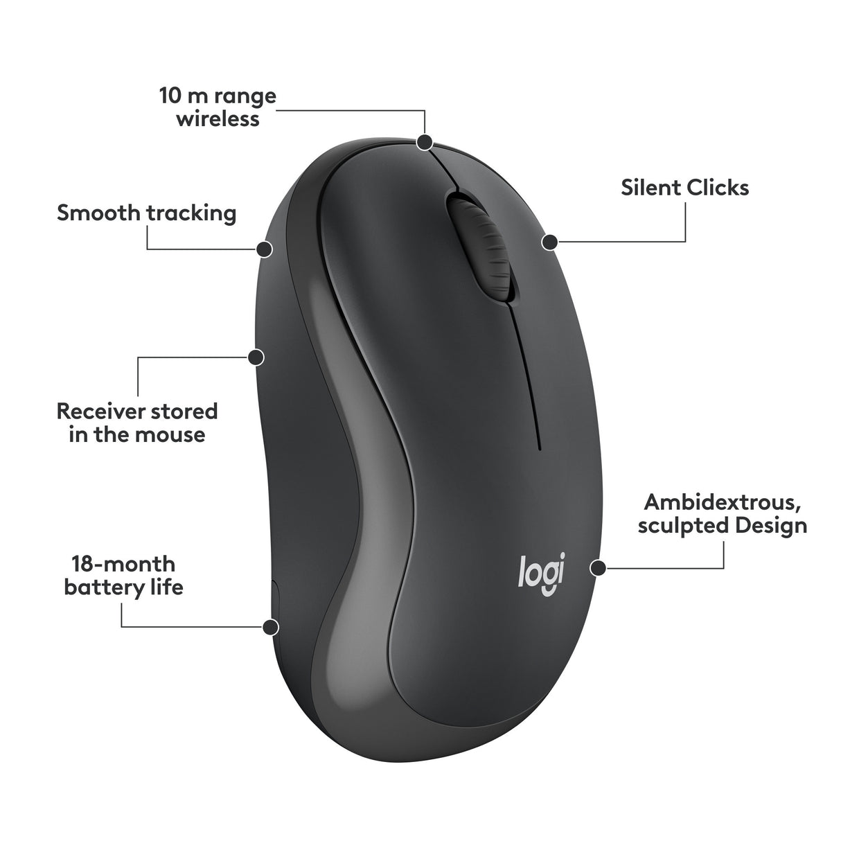 Logitech mk295 lydløst trådløst tastatur og mus combo desktop sæt (sort, us-internationalt layout (qwerty), 100%)