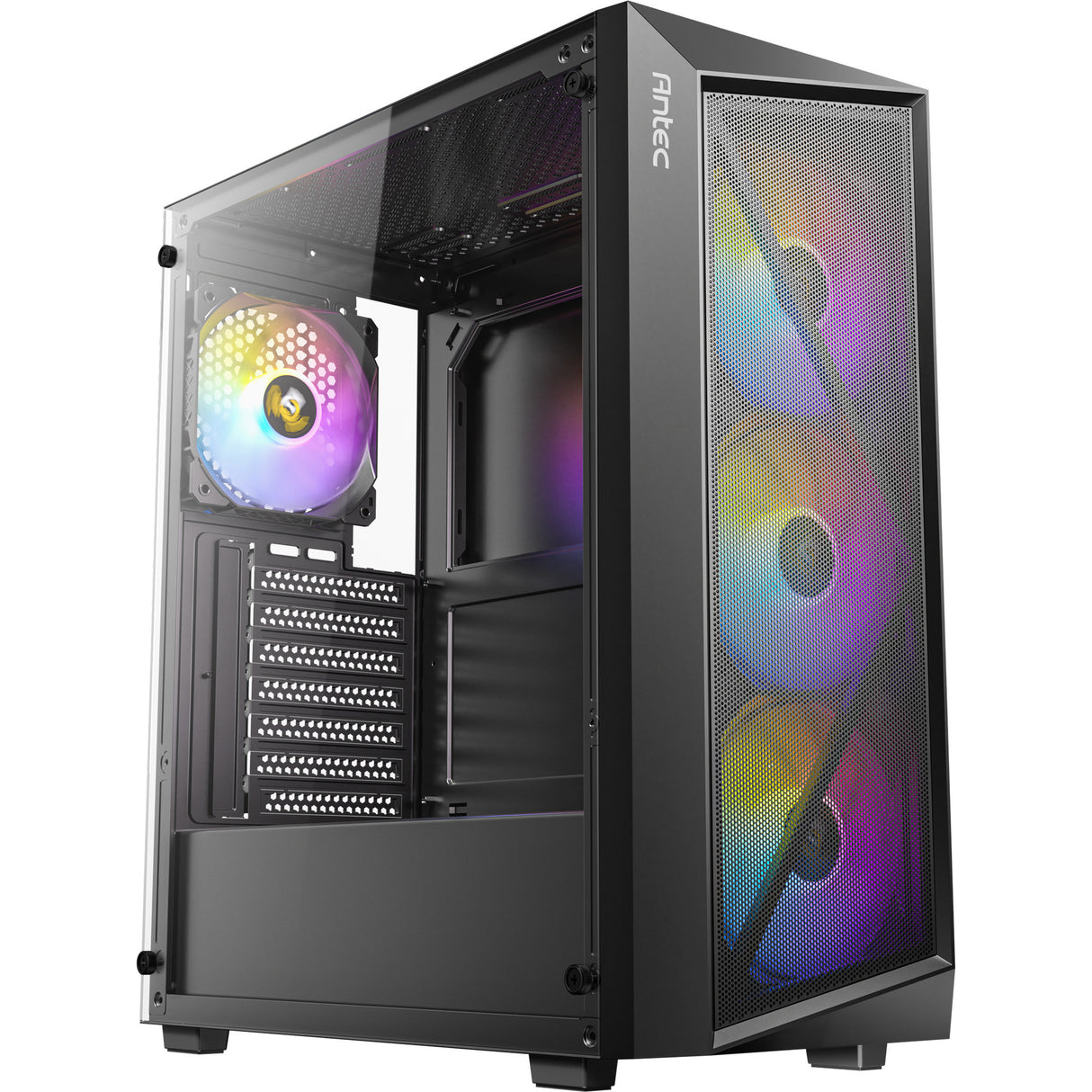 Antec ax67 argb midi tårnhus (sort | 3x usb-a | hærdet glas)