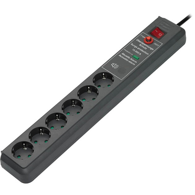 Brennerstuhl secure-tec 19500a +overspændingsbeskyttelse 6x fatning (antracit, 1159540376, til 6 stik)