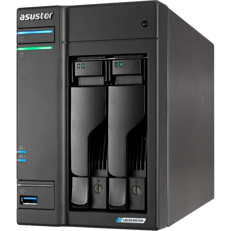 Asustor lockerstor 2 as6702t nas (sort, 2x lan, hdmi, usb)