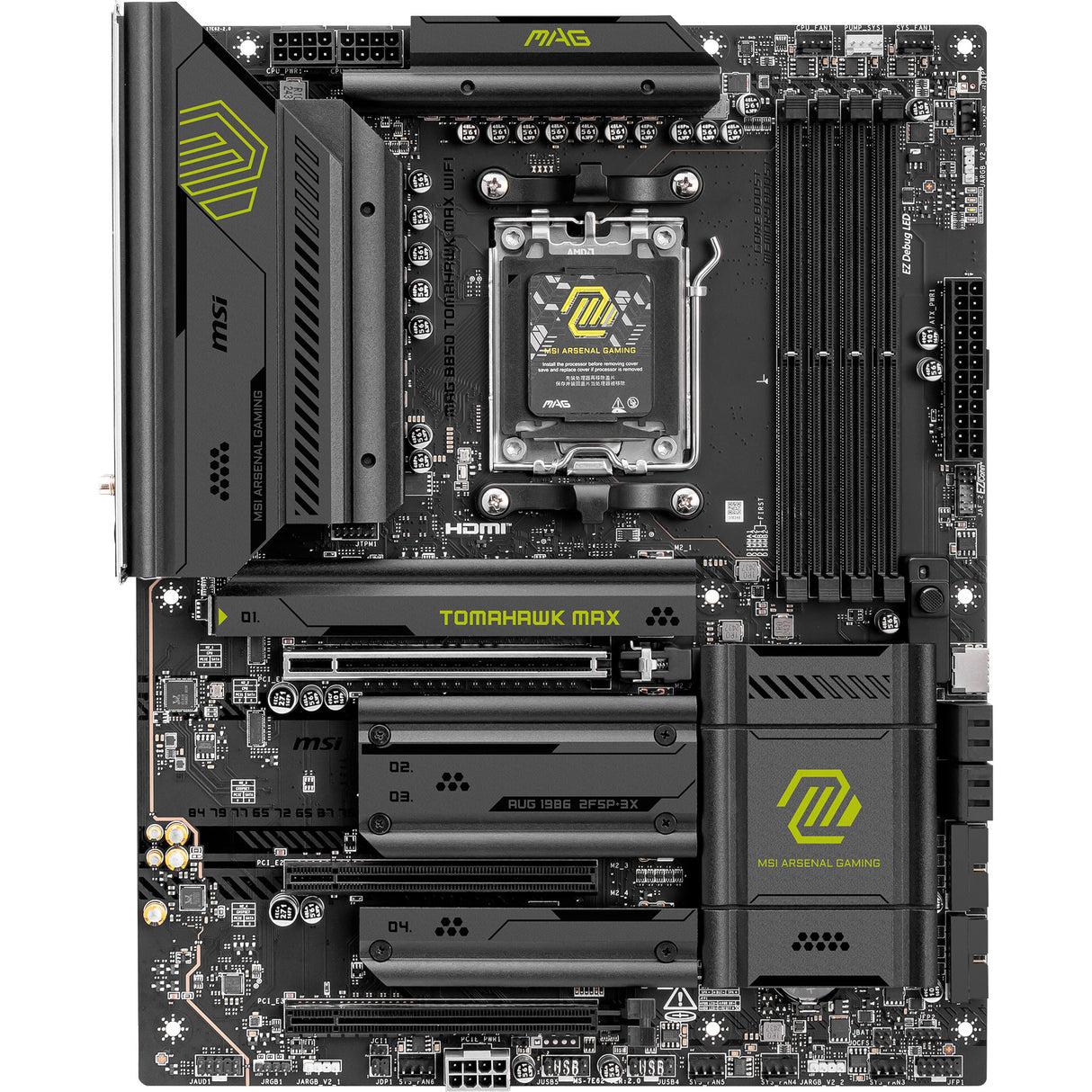 MSI Mag B850 Tomahawk Max WiFi Socket AM5 bundkort (RAID, 5GB-LAN, WiFi 7, BT, lyd, ATX)
