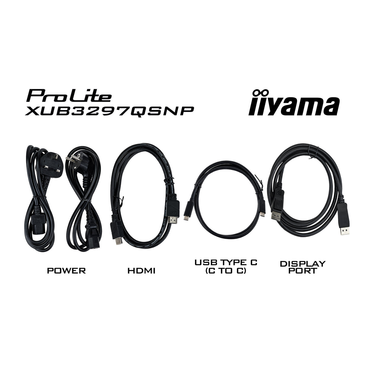 Iiyama prolite xub3297qsnp-b1 32 skærm (sort, HDMI, 2x skærmport, 2x USB-A, 2x USB-C, RJ-45)