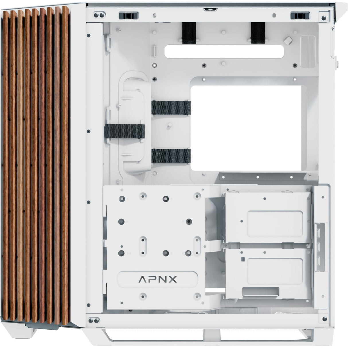 Apnx v1-w-wt-v1 midi tårnhus (hvid træfarve | 2x USB-A | 1x USB-C | vindue)