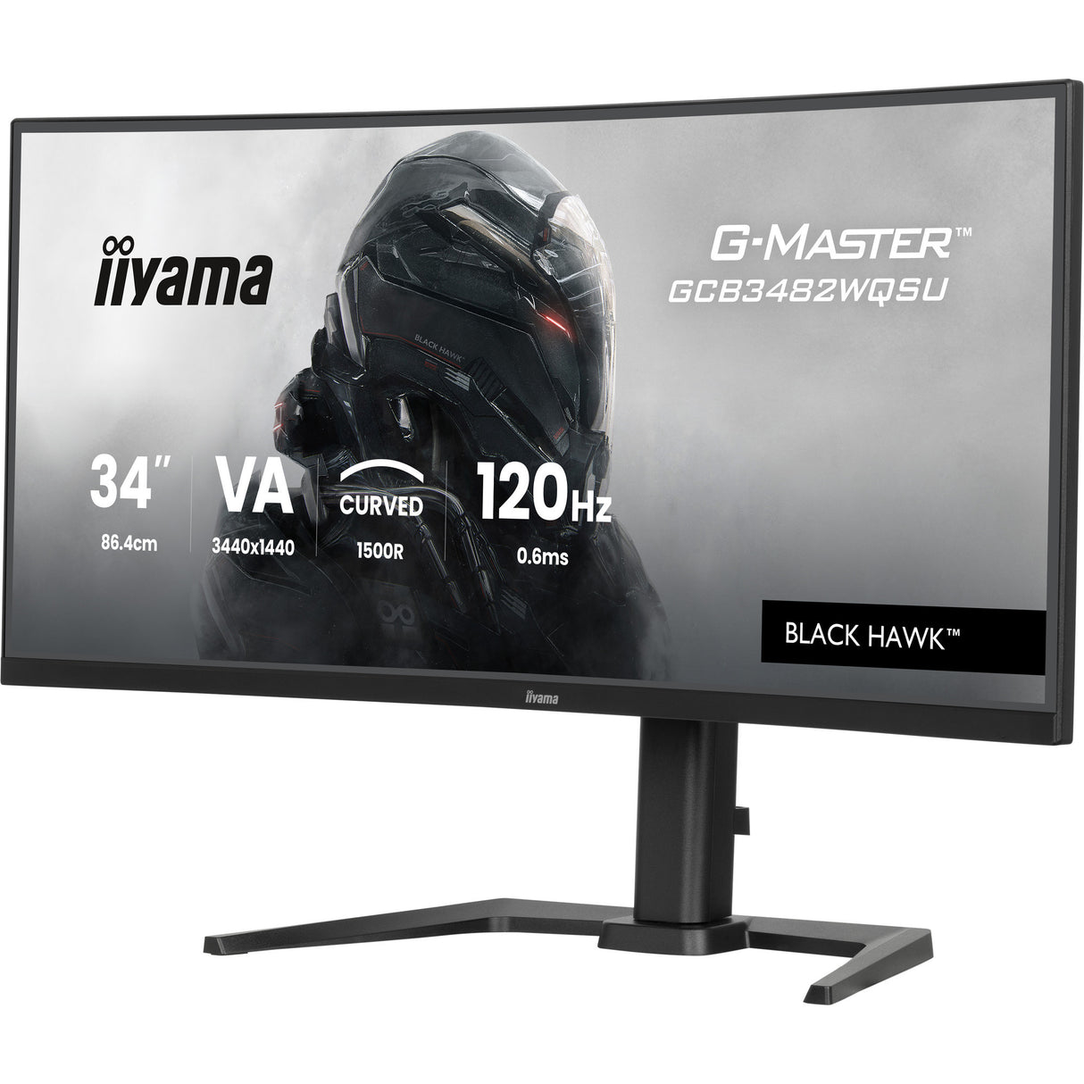 Iiyama G-Master Black Hawk GCB3482WQSU-B1 34 buet Ultrawide Gaming Monitor (sort, 2x HDMI, Display Port, 2x USB-A, USB-B, 2x USB-C, 120 Hz)