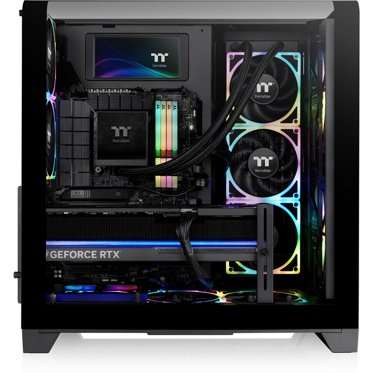 Thermaltake view 390 air midi tårnhus (sort | 2x USB-A | 1x USB-C | hærdet glas)
