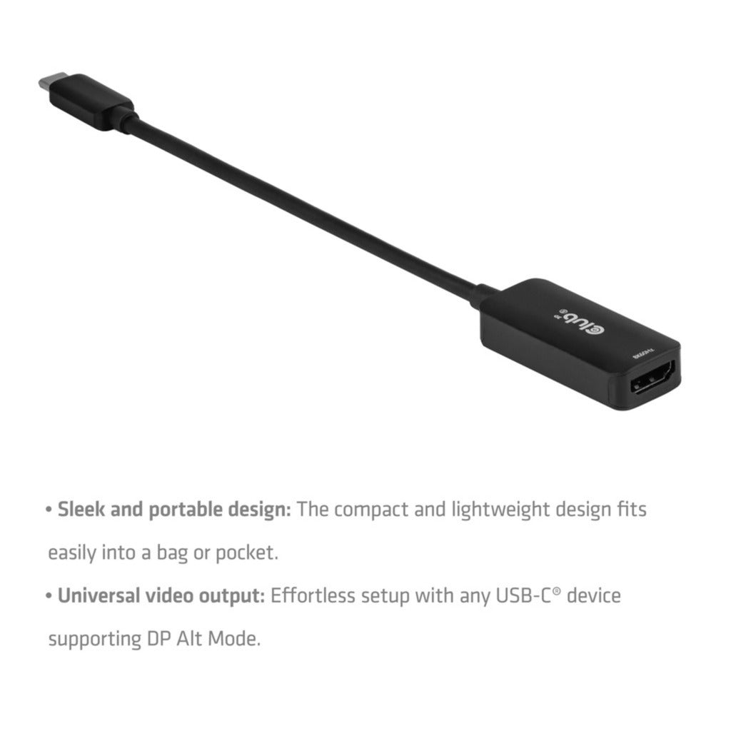 Club 3d cac-2505 usb-c naar hdmi 2.1 adapter 8k60hz (zwart)