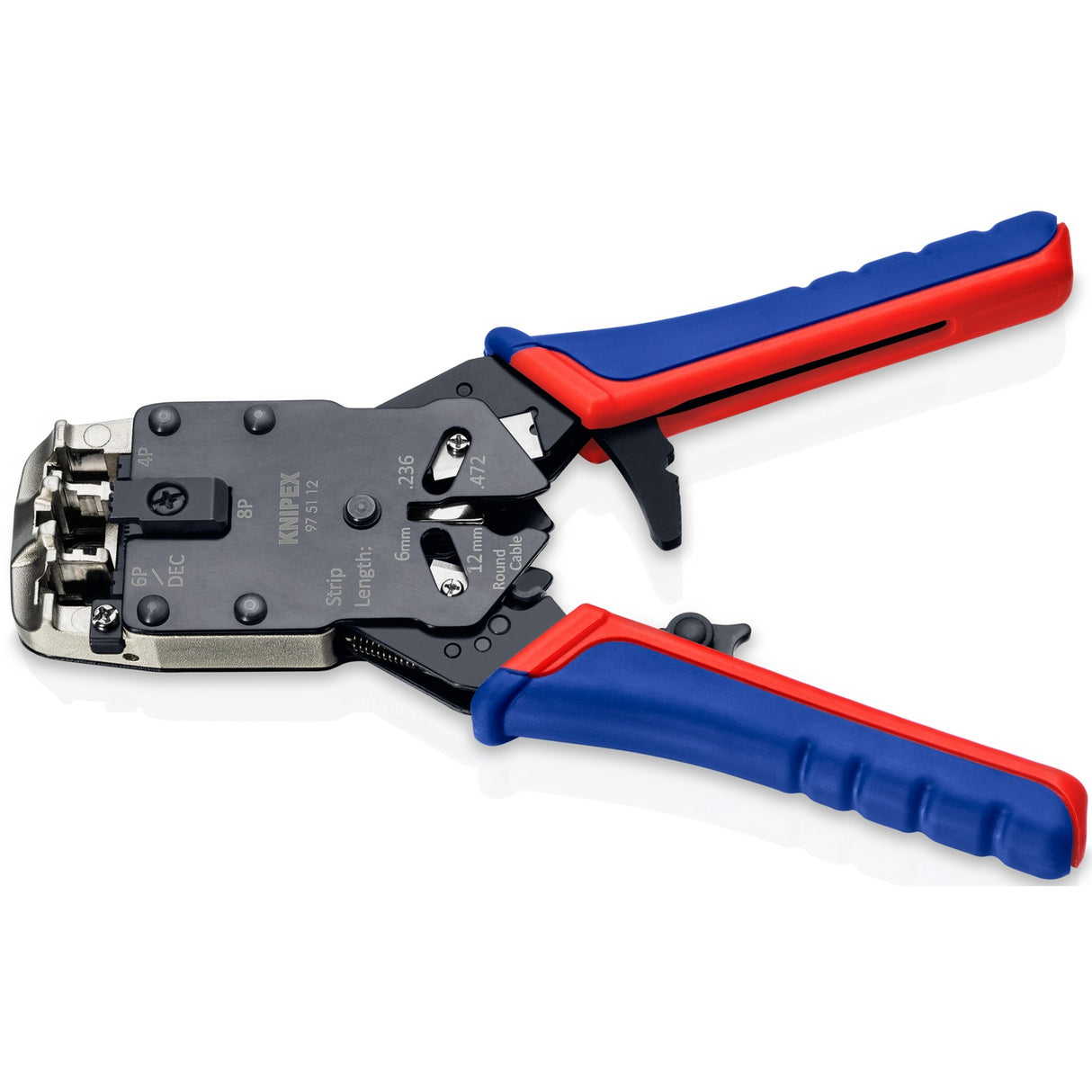 Knipex krympetang 97 51 12 sb (blå rød, RJ-10, RJ-11 12 og RJ-45)