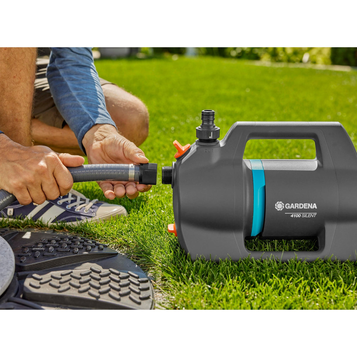Gardena vandingspumpe 4100 silent (mørkegrå turkis, 550 watt)