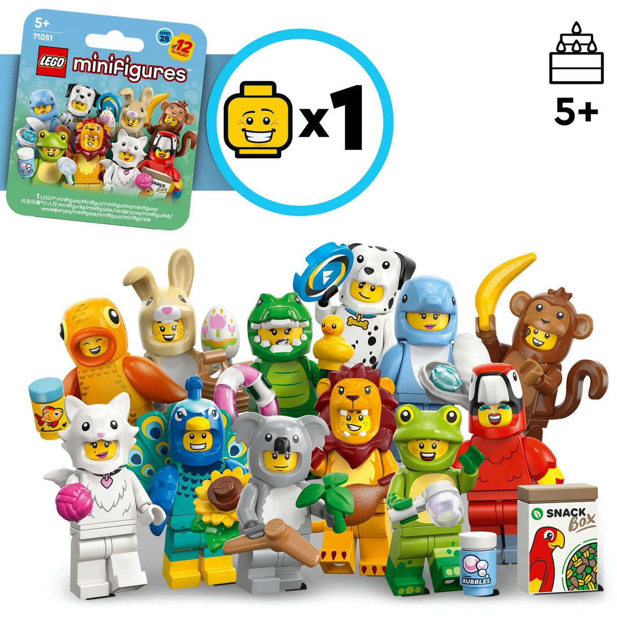 Lego minifigurer - serie 28: byggelegetøj til dyrekostumer (71051)