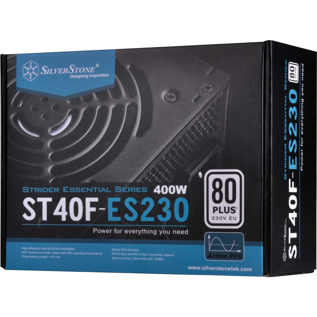 Silverstone strider essential st40f-es230 400 watt strømforsyning (sort, 2x pcie)