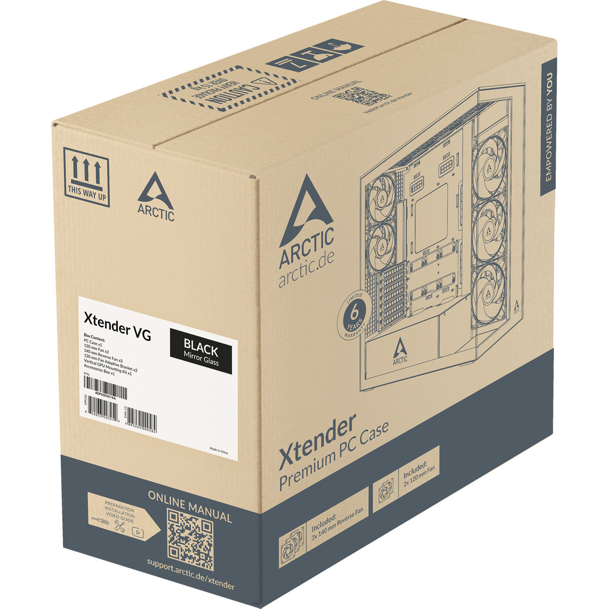 Arctic xtender vg midi tårnhus (sort | 2x USB-A | 1x USB-C | RGB | hærdet glas)