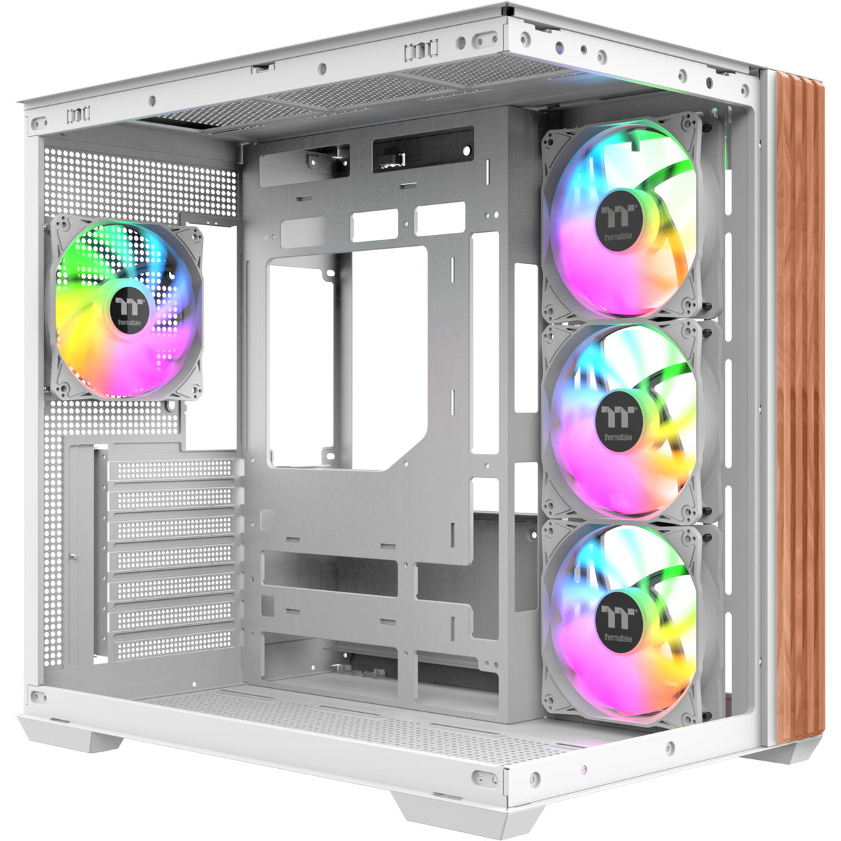 Thermaltake view 380 ws argb sne midi tårnhus (hvid træfarve | 2x USB-A | 1x USB-C | RGB | hærdet glas)