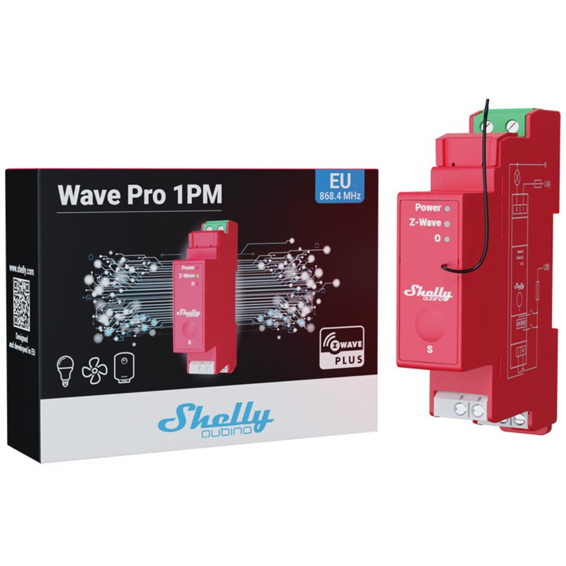 Shelly qubino wave pro 13.00 relæ (rød)
