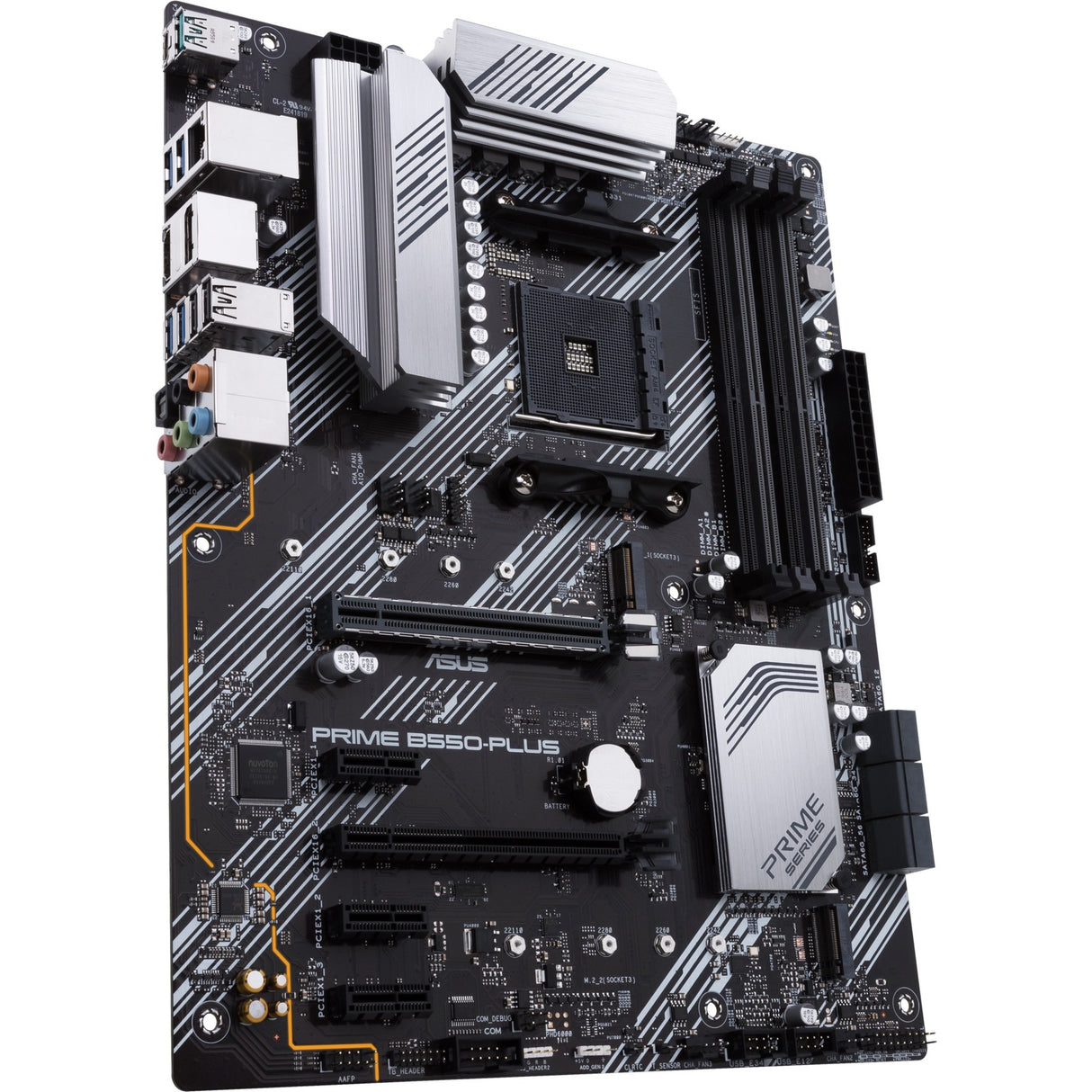 Asus Prime B550-Plus Socket AM4 bundkort (sort sølv, RAID, GB-LAN, lyd, ATX)