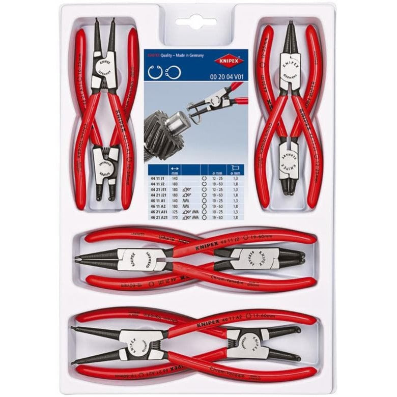 Knipex låsetang sæt 00 20 04 v01 (rød sort, 8-delt)