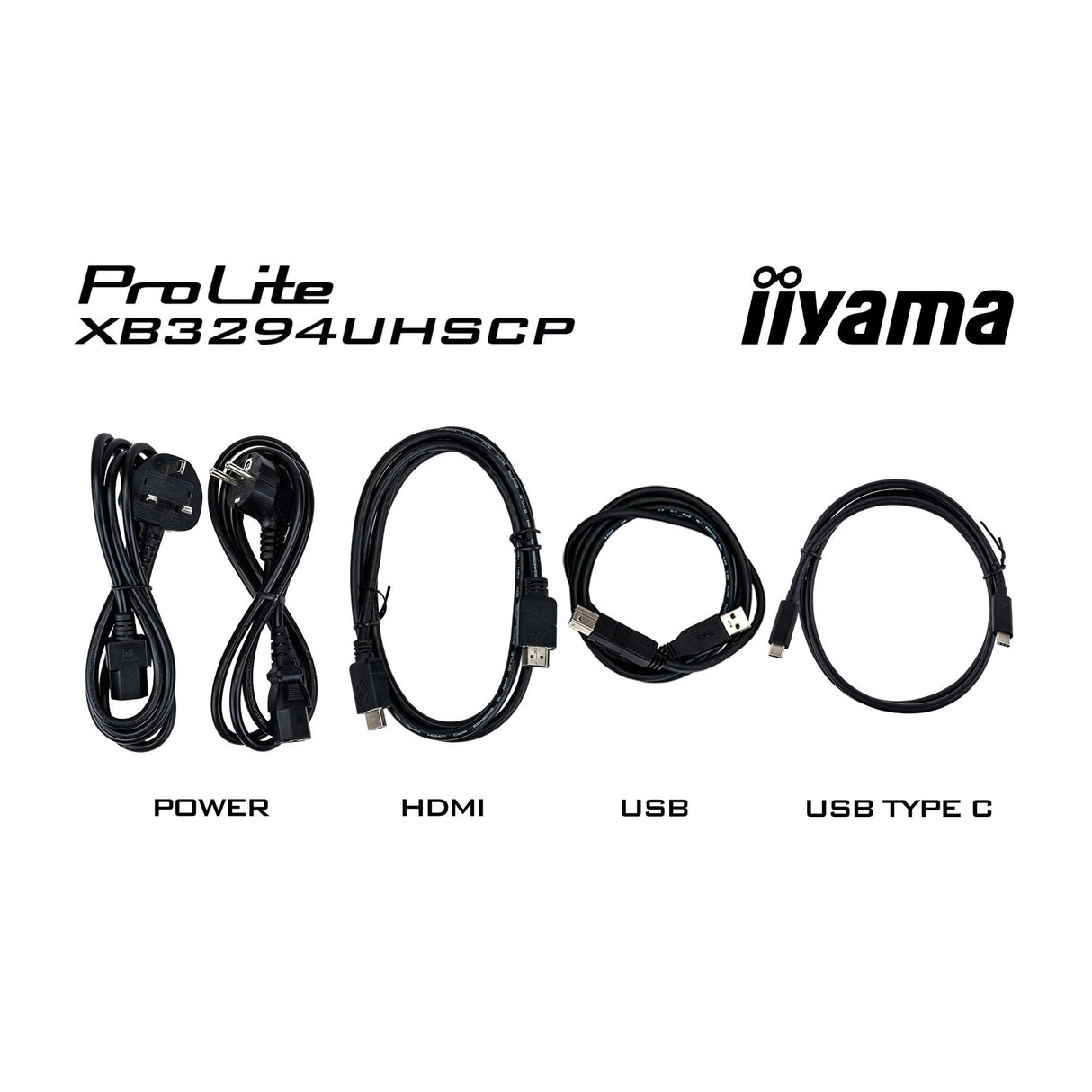 Iiyama Prolite xb3294uhscp-b1 31.5 4k uhd-skærm (sort, 2x hdmi, skærmport, 2x usb-a, 3x usb-c)