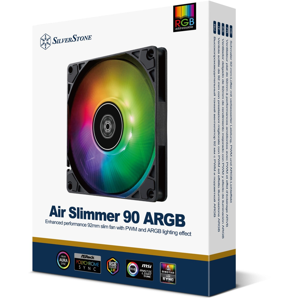 Silverstone air slimer 90 argb kabinet ventilator (sort, 92 x 92 x 15 mm, pwm)