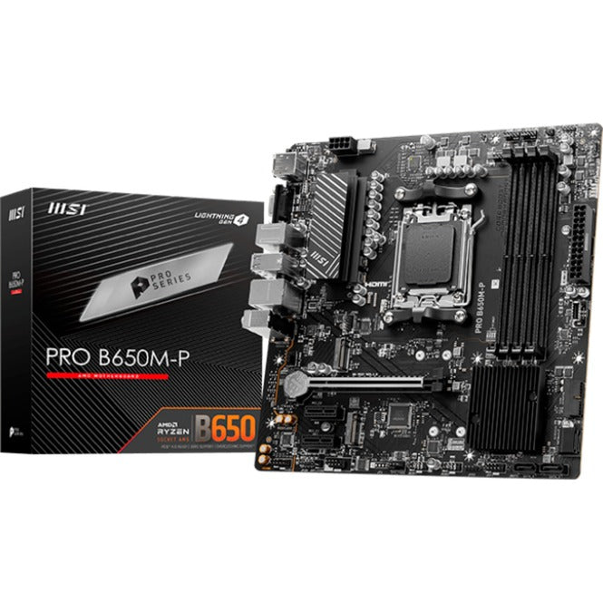 MSI Pro B650M-P Socket AM5 bundkort (sort, RAID, 2,5 GB-LAN, lyd, µATX)