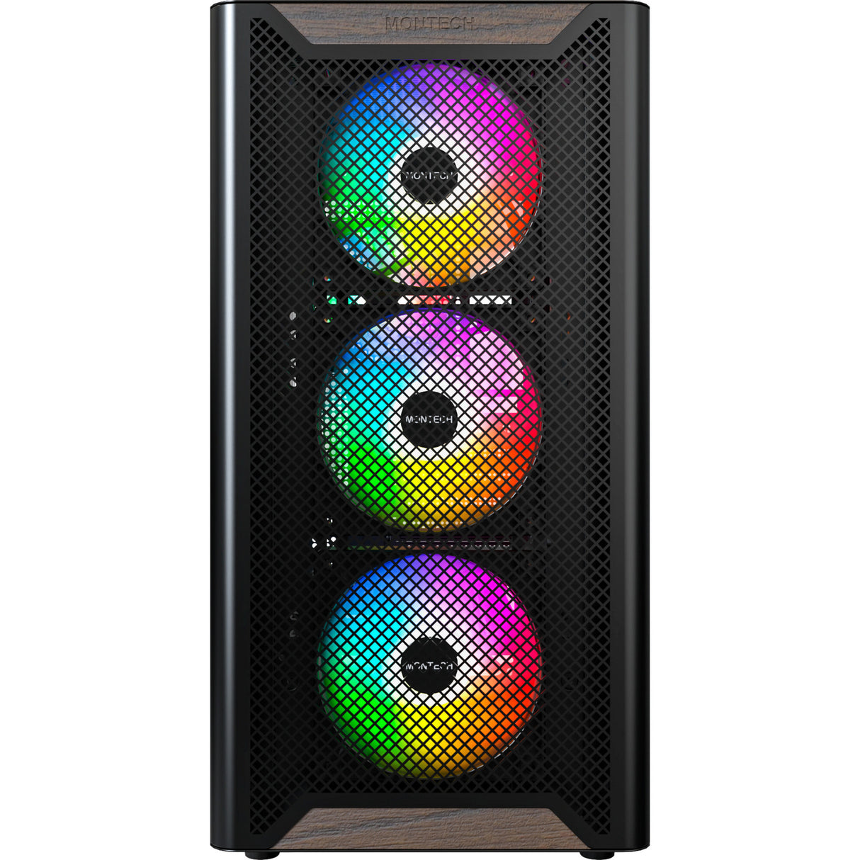Montech xr wood midi tårnhus (sort | 1x USB-A | 1x USB-C | RGB | vindue)