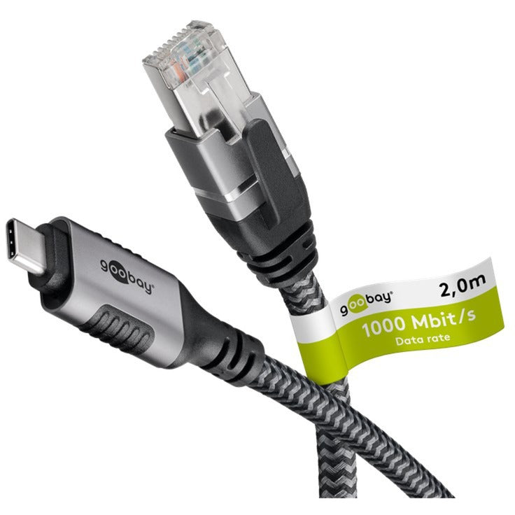 Goobay netværksadapter USB-C 3.2 gen1 til RJ-45 (sort sølv, 2 meter)