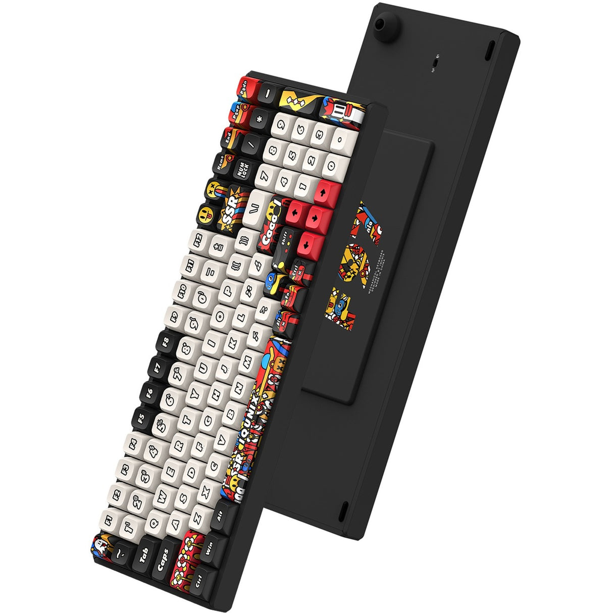 Iqunix f97 graffiti-dagbog trådløst mekanisk tastatur (sort, us-layout (qwerty), cherry mx brown, 96%, rgb-lysdioder, hot-swappable, pbt, 2.4ghz | bluetooth 5.1 | usb-c)